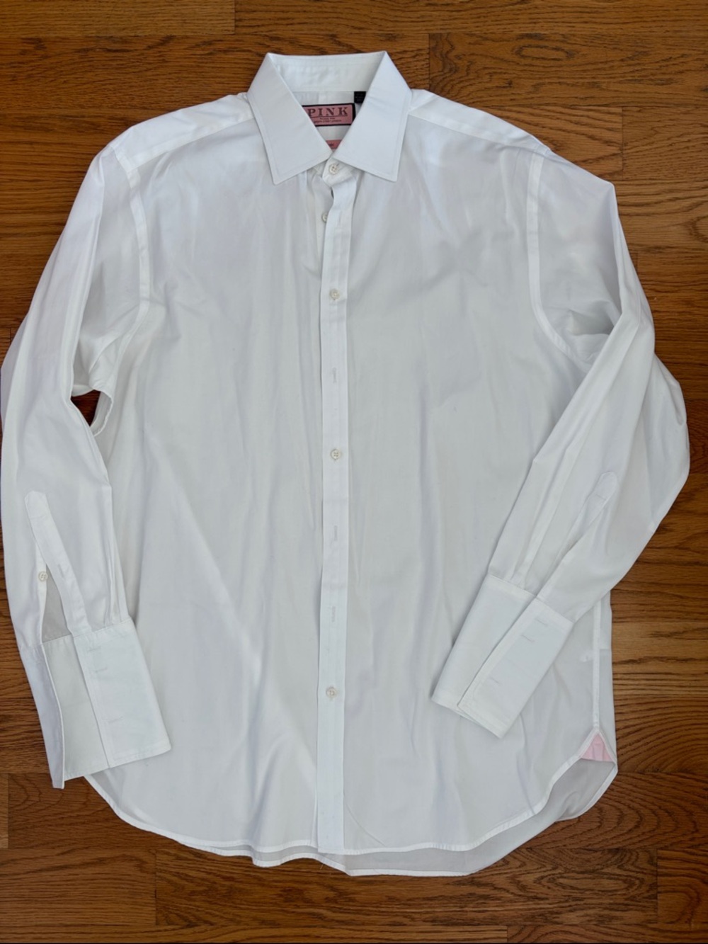 PINK Thomas Pink White Men's French Cuff Dress Shirt